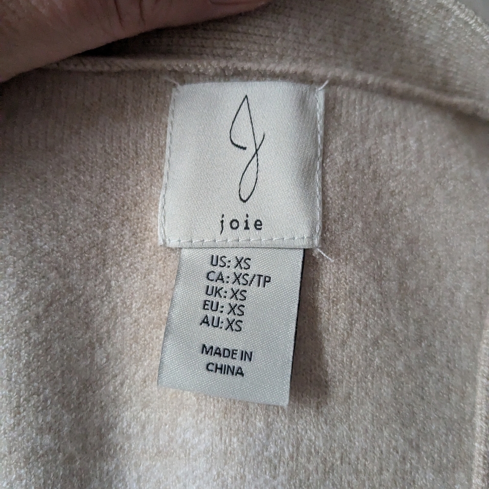 JOIE Cream Tan Plaid Checkered Button Front Soft Sweater Cardigan Women's Xs - Picture 2 of 5